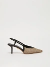Max Mara Smooth Raffia-effect Fabric Slingbacks In Clay