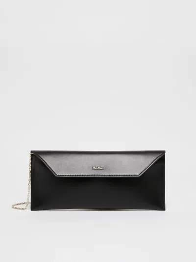 Max Mara Smooth Semi-gloss Leather Clutch Bag In Black