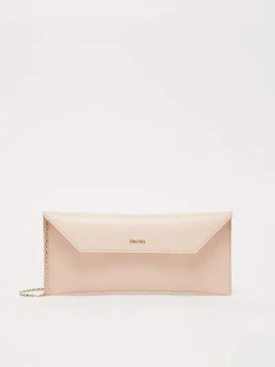 Max Mara Smooth Semi-gloss Leather Clutch Bag In Pink