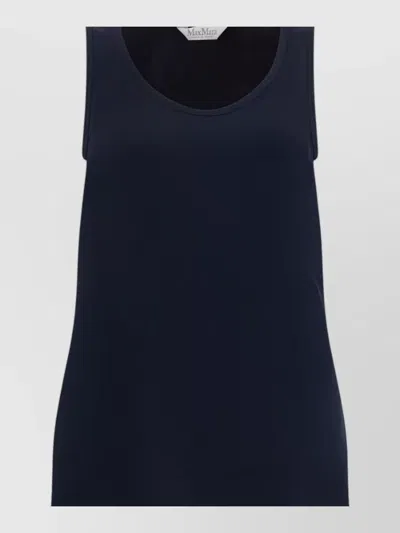 Max Mara Smooth Tank Top Round Neckline In Blue