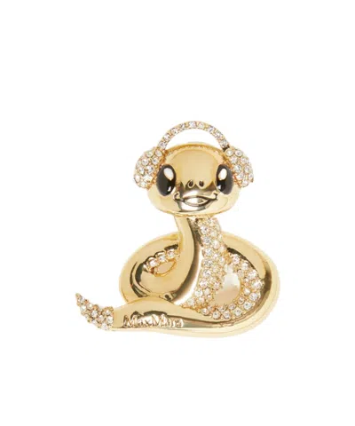 Max Mara Snake Brooch In Yellow