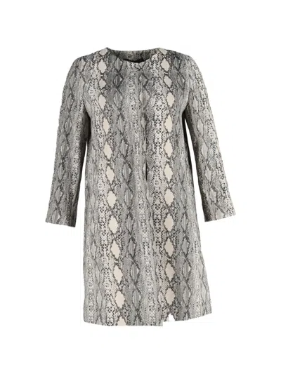 Pre-owned Max Mara Snake-print Collarless Coat In Gray
