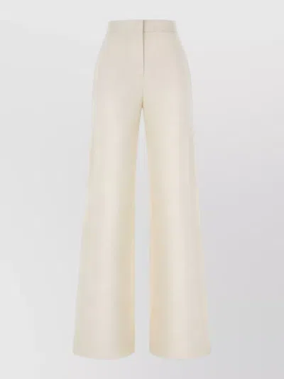 Max Mara Snapper Cotton-blend Trousers In White