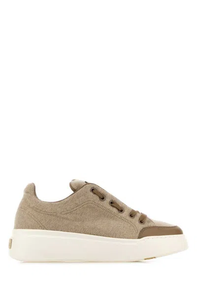 Max Mara Dove Grey Cashmere And Leather Maxi Sneakers In Multi