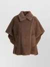 Max Mara Collared Cape With Front Pockets And Short Sleeves In Brown