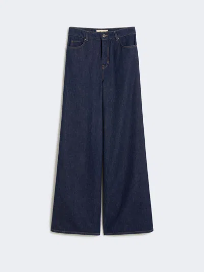 Max Mara Soft Cotton Denim Jeans In Blue