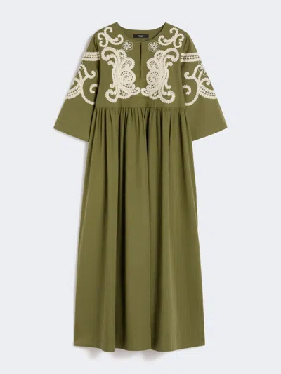 Max Mara Soft Cotton Poplin Dress In Green