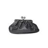 Max Mara Soft Gathered Leather Clutch With Detachable Chain Strap In Gray