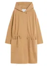 Max Mara Drawstring Waist Hooded Coat In Brown