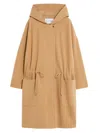 Max Mara Drawstring Waist Hooded Coat In Brown