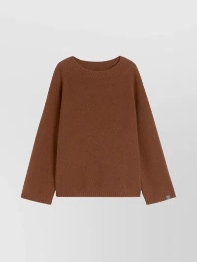 Max Mara Soft Knit Sweater Crew Neckline In Brown