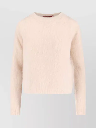Max Mara Soft Knitwear Long Sleeve Round Neck In Pink