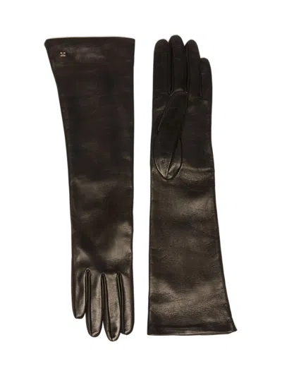 Max Mara Soft Lamb Leather Gloves With Soft-textured Fabric Lining In Nero