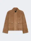 Max Mara Soft Suede Jacket In Brown