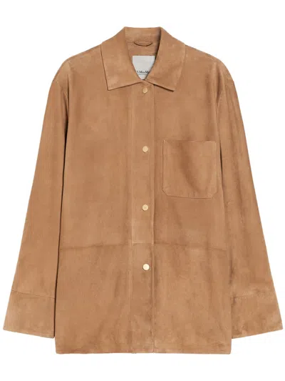 Max Mara Soft Suede-like Camel Jacket In Brown
