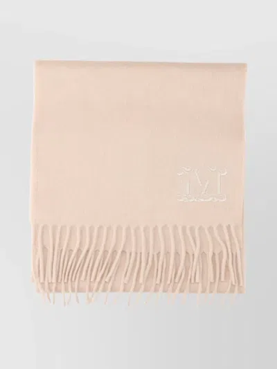 Max Mara Soft Textured Scarf Fringe Detailing In Neutral