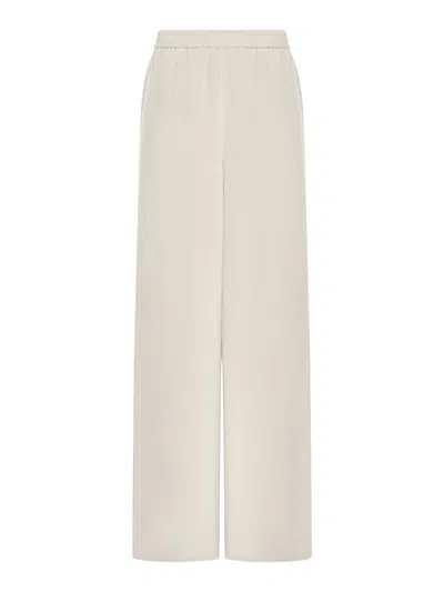 Max Mara Soft Trousers In Heavy Silk In Nude & Neutrals