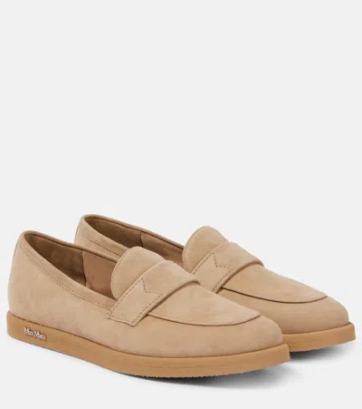 Max Mara Loafers Softmoc Aus Veloursleder In Brown