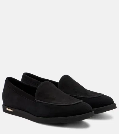 Max Mara Softmoc Suede Moccasins In Black
