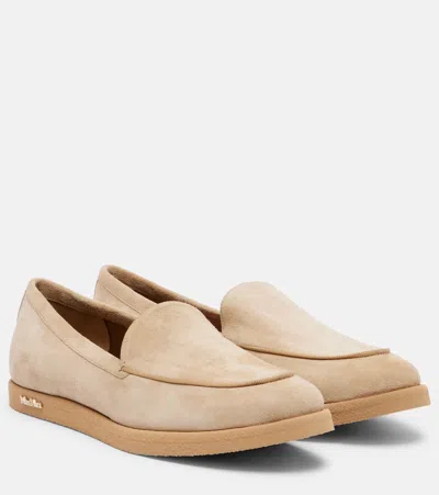 Max Mara Softymoc Suede Loafers In Brown