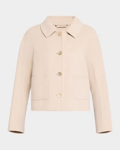Max Mara Sogno Button-front Wool Short Jacket In Natural