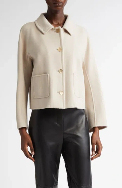 Max Mara Sogno Virgin Wool Crop Jacket In Neutral