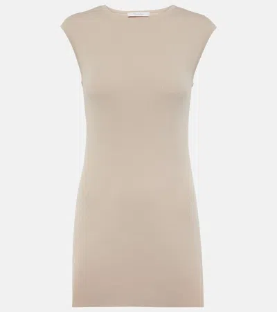 Max Mara Soldino Ribbed-knit Jersey Top In Neutrals