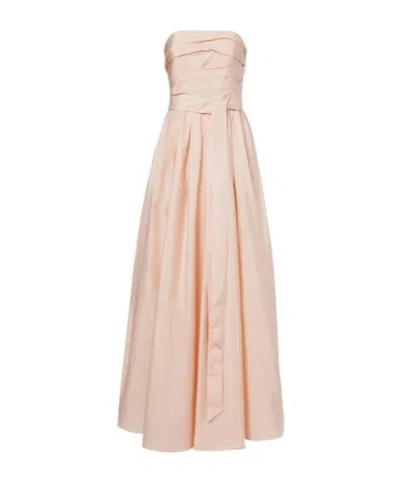 Max Mara Solid Color Belted Gown In Pink