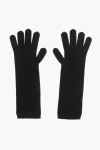 Max Mara Solid Color Cashmere Gloves In Black