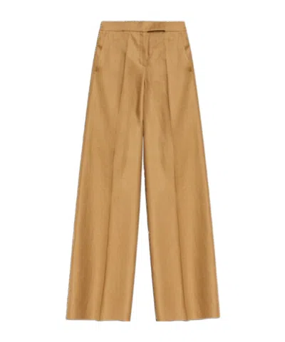 Max Mara Solid Color Casual Pants In Brown