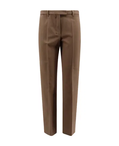 Max Mara Solid Color Casual Pants In Brown