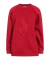 Max Mara Solid Color Crew Neck Long Sleeve Sweatshirt In Red