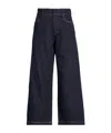 Max Mara Solid Color Denim Trousers In Blue