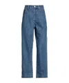 Max Mara Solid Color Denim Trousers In Blue Blue