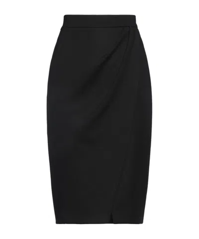 Max Mara Solid Color Elastic Waist Midi Skirt In Black