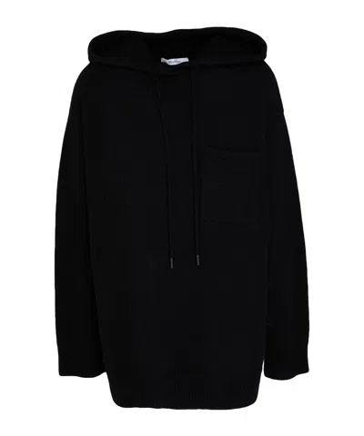 Max Mara Solid Color Hooded Knit Sweater In Black