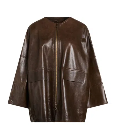 Max Mara Solid Color Jackets In Brown
