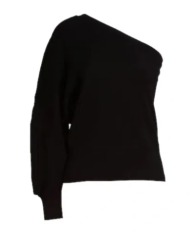 Max Mara Solid Color Knit One-shoulder Top In Black