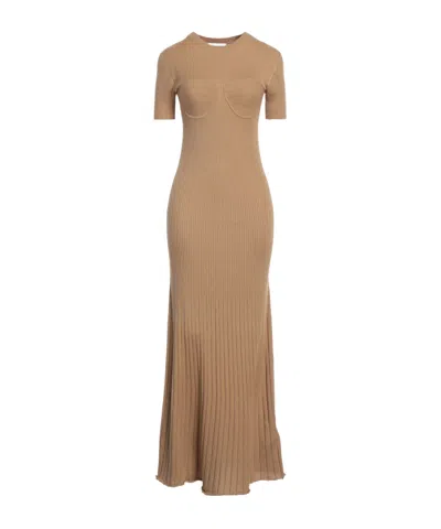 Max Mara Solid Color Knitted Dress In Brown