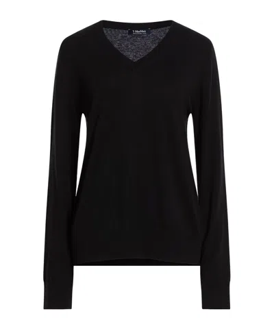 Max Mara Solid Color Knitted V-neck Long Sleeve Shirt In Multi