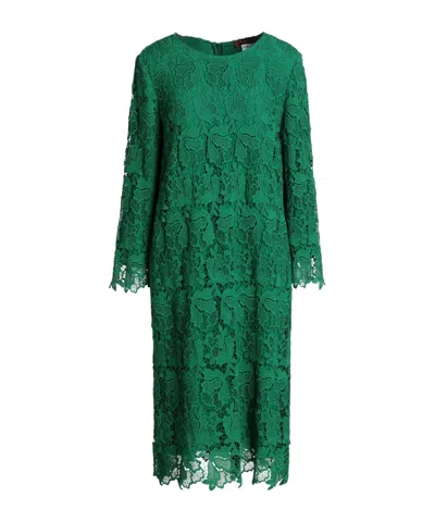 Max Mara Solid Color Lace Dress In Green