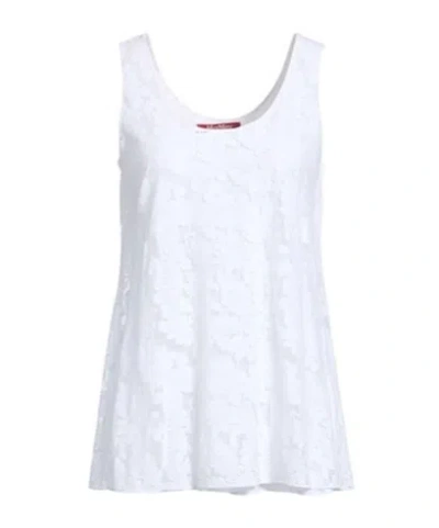 Max Mara Solid Color Lace Sleeveless Vest In White