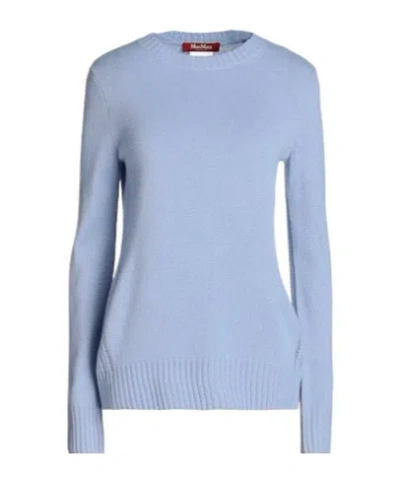 Max Mara Solid Color Lightweight Cashmere Knit Sweater In Blue
