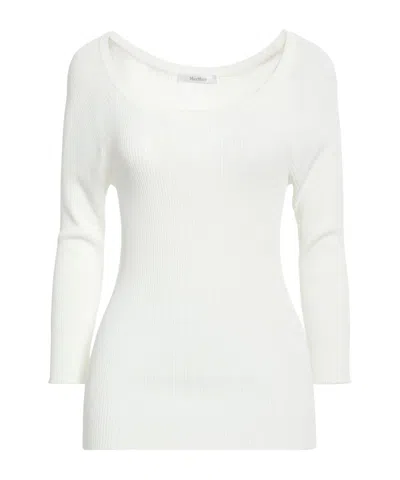 Max Mara Solid Color Lightweight Knit Sweater In White