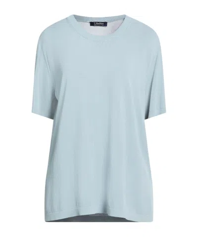 Max Mara Solid Color Lightweight Short-sleeve Knit T-shirt In Blue