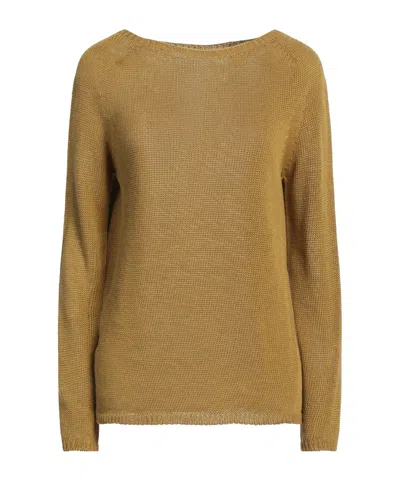 Max Mara Solid Color Linen Long-sleeve Knit Sweater In Brown