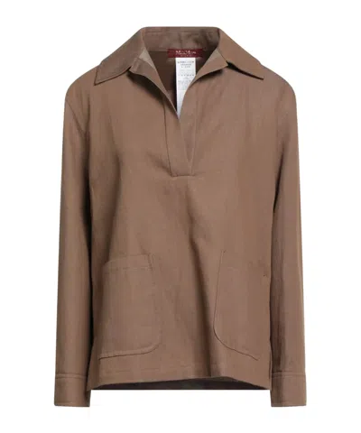 Max Mara Solid Color Long-sleeve Coat In Brown