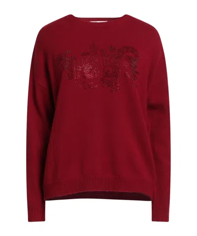 Max Mara Solid Color Long-sleeve Knit Sweater In Burgundy