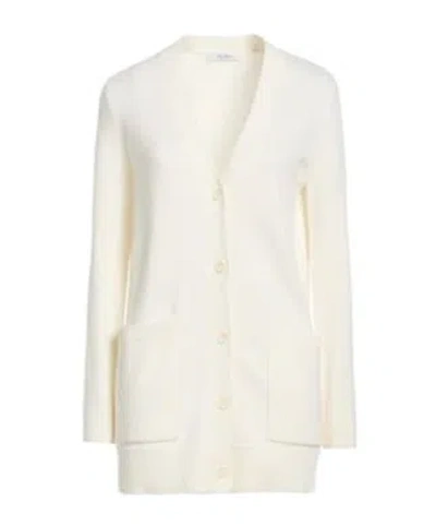 Max Mara Solid Color Minimalist Stylish Knit Cardigan In White