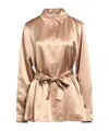 Max Mara Solid Color Satin Shirt In Brown